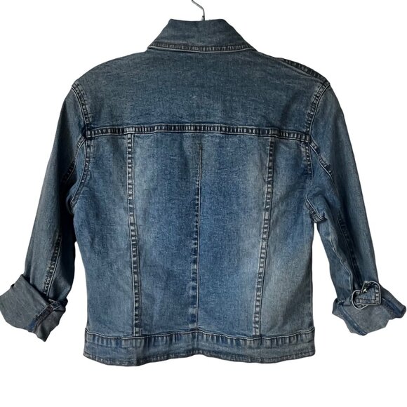 Lana Erica Womens Floral Embroidered Denim Jean Jacket Size Small - Picture 2 of 9